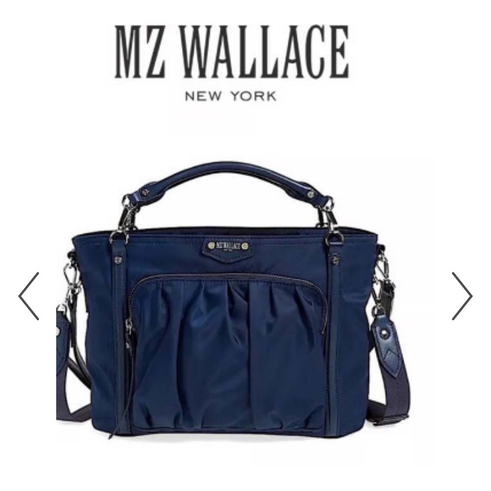 MZ Wallace Nikki Bedford Tote Navy Blue crossbody bag shoulder bag nylon leather